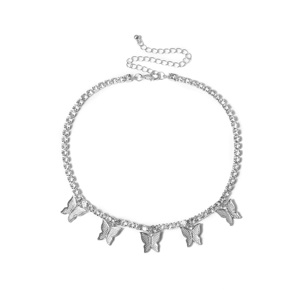 Butterfly Choker Necklace Silver